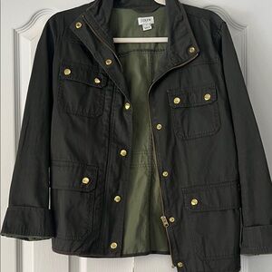 J. Crew Jacket Military Army green gold buttons Size Small